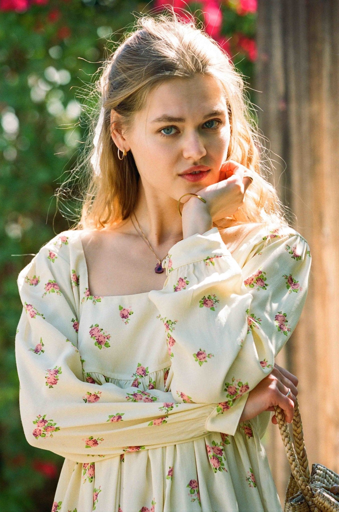 Palmer Dress - Yellow Floral Dress (Vintage Print)-1